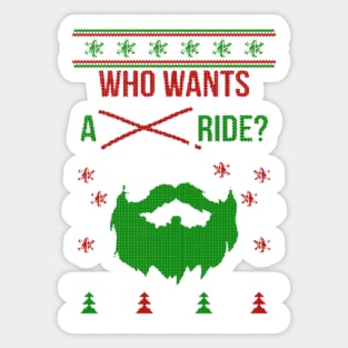 Who wants a beard ride? Ugly Christmas Model Sticker